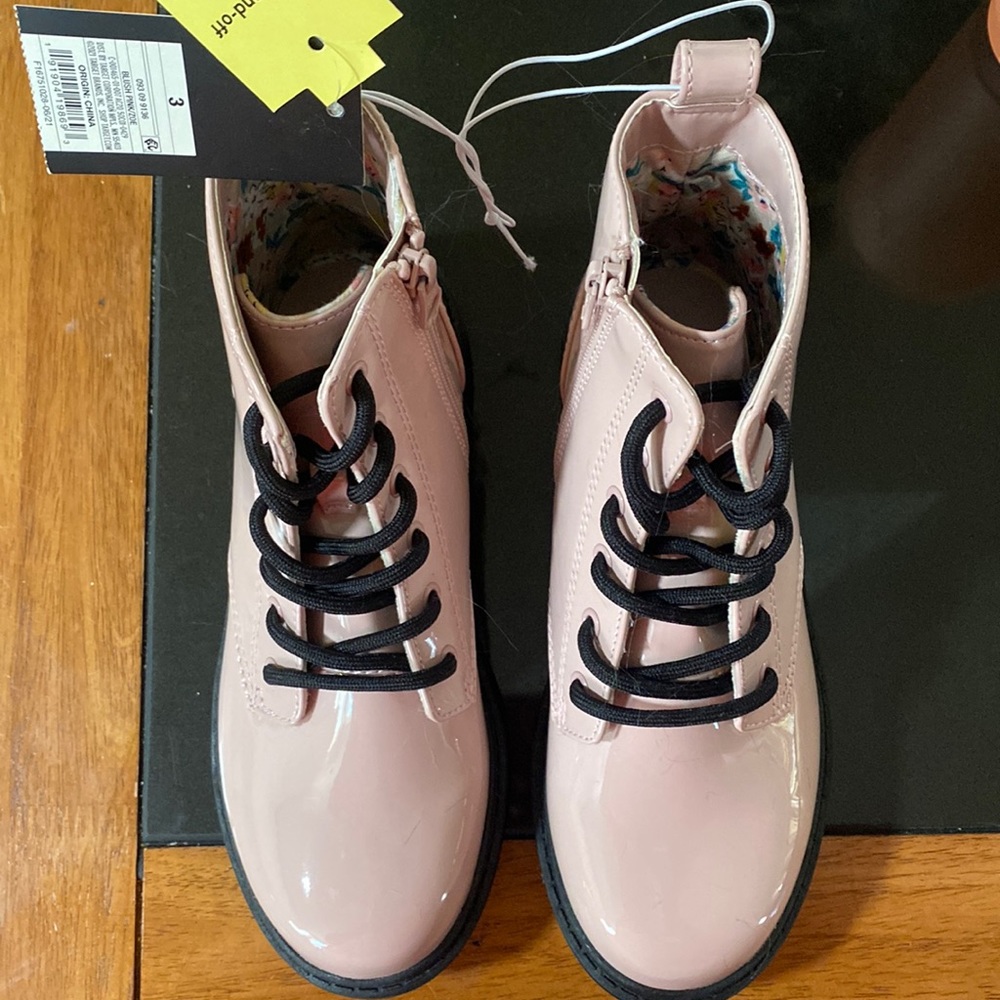 Girls' Zoe Zipper Lace-Up Combat Boots - art class size 3